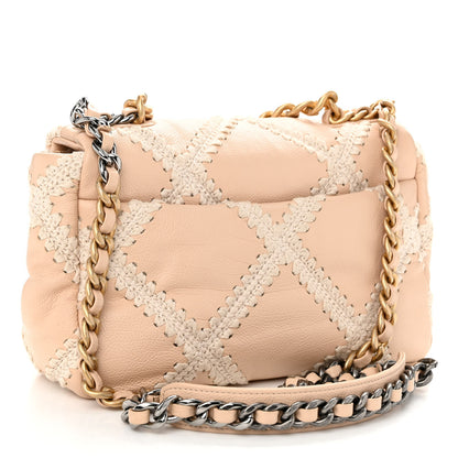 Chanel Calfskin Crochet Medium Chanel 19 Flap Beige 3 of 9