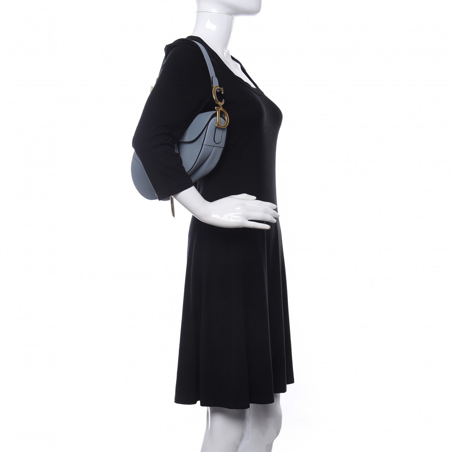Christian Dior Grained Calfskin Saddle Bag Sky Blue 2 of 10