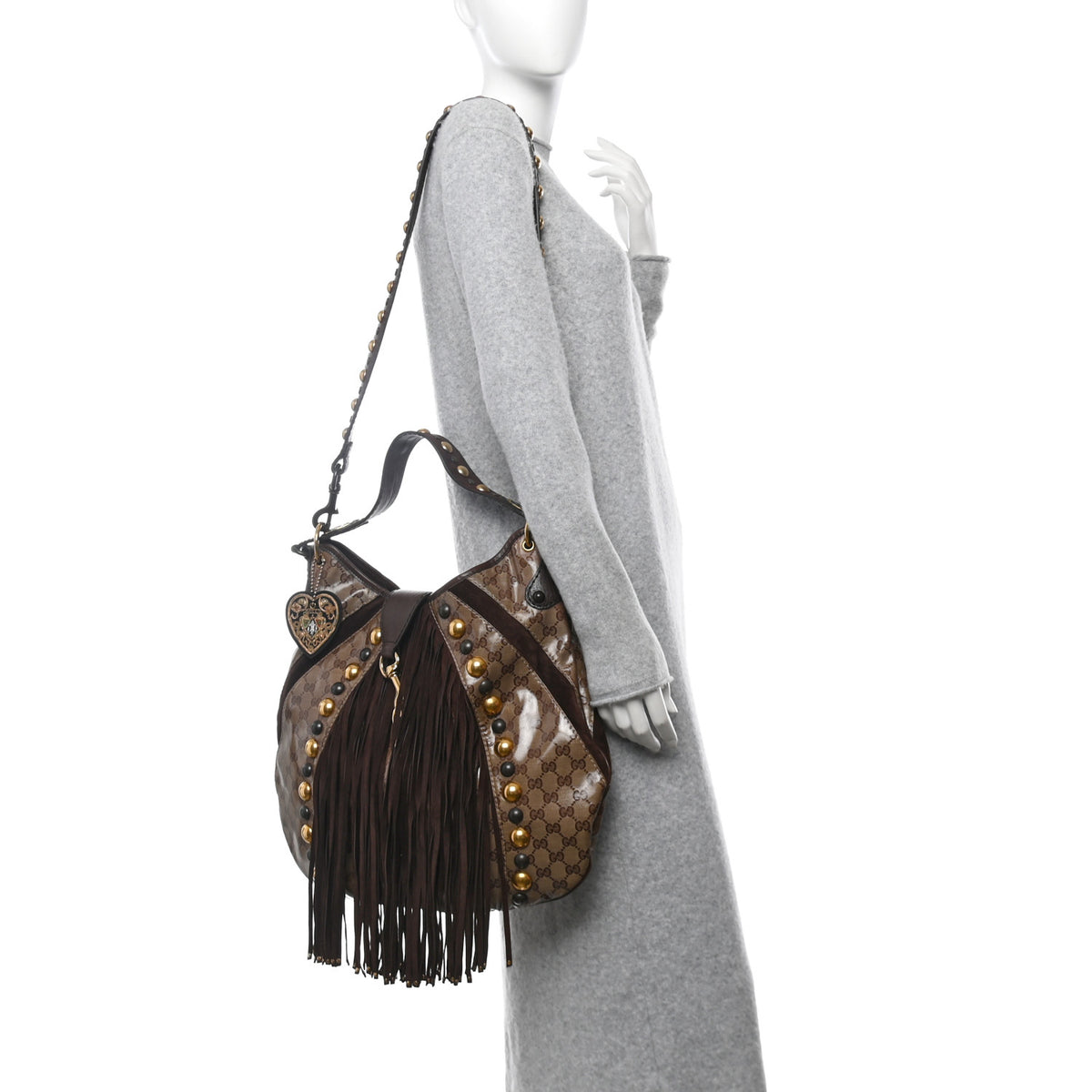 Crystal Monogram Fringe Babouska Hobo