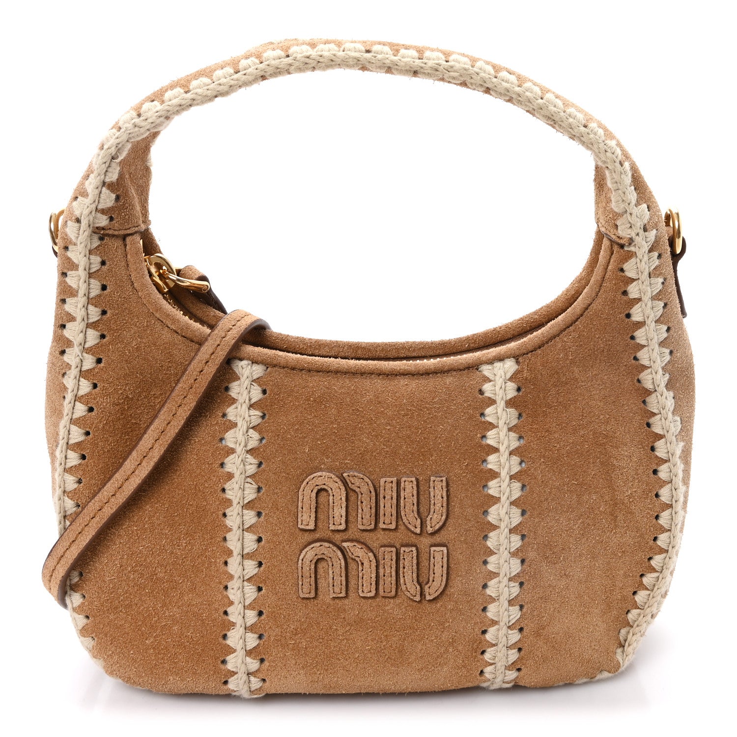 Miu Miu Camoscio Crochet  Wander Hobo Cannella 1 of 9