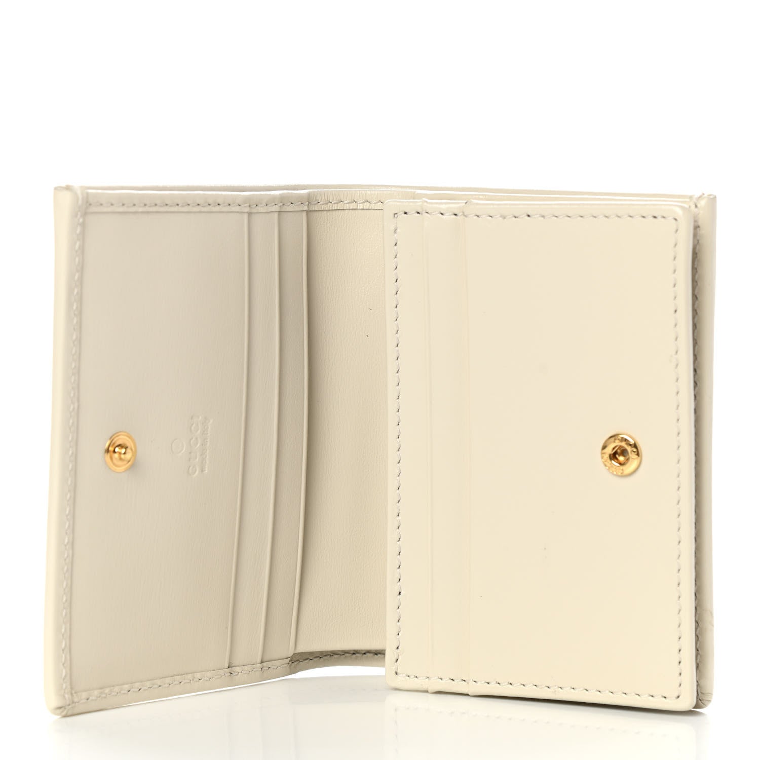 Gucci Boarded Plutone Calfskin Horsebit 1955 Card Case Wallet Mystic White 5 of 9