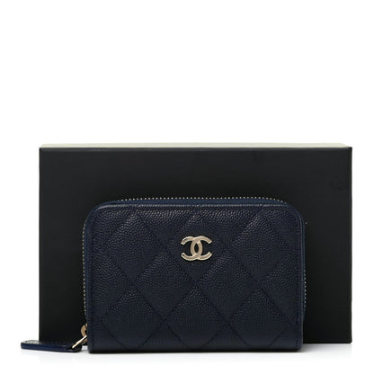 Chanel Caviar Quilted Zip Coin Purse Dark Blue 8 of 8