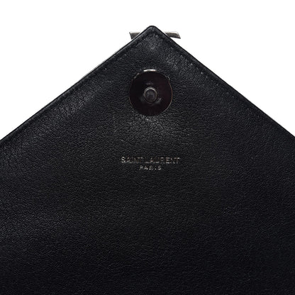 Saint Laurent Sheepskin Matelasse Chevron Monogram Medium College Bag Black 6 of 9