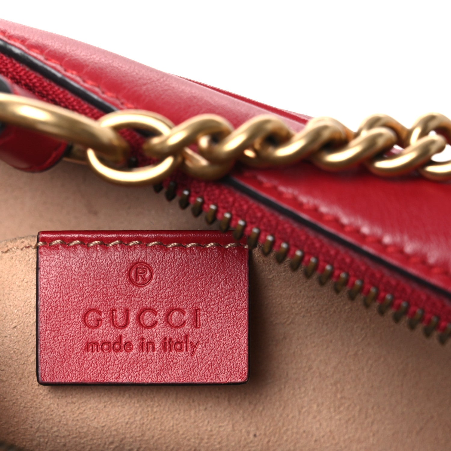 Gucci Calfskin Matelasse Mini GG Marmont Chain Shoulder Bag Hibiscus Red 6 of 10