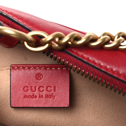 Gucci Calfskin Matelasse Mini GG Marmont Chain Shoulder Bag Hibiscus Red 6 of 10