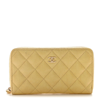 Chanel Iridescent Caviar Quilted Medium Zip Around Wallet Yellow 1 of 13