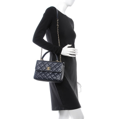 Chanel Lambskin Quilted Small Trendy CC Flap Dual Handle Bag Navy 2 of 9