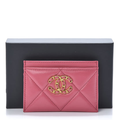 Chanel Shiny Goatskin Quilted 19 Card Holder Dark Pink 9 of 9