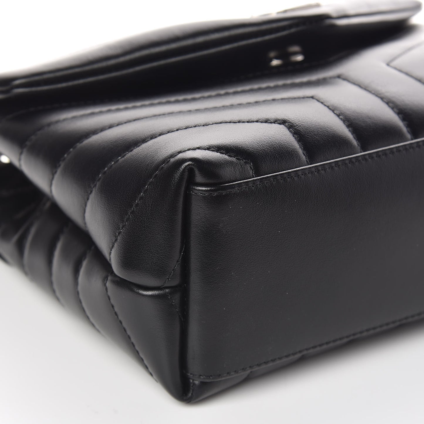Calfskin Y Quilted Monogram Small Loulou Chain Satchel Black