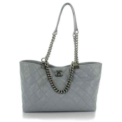 Chanel Calfskin Quilted Small Shopping In Chains Tote Light Grey 1 of 8