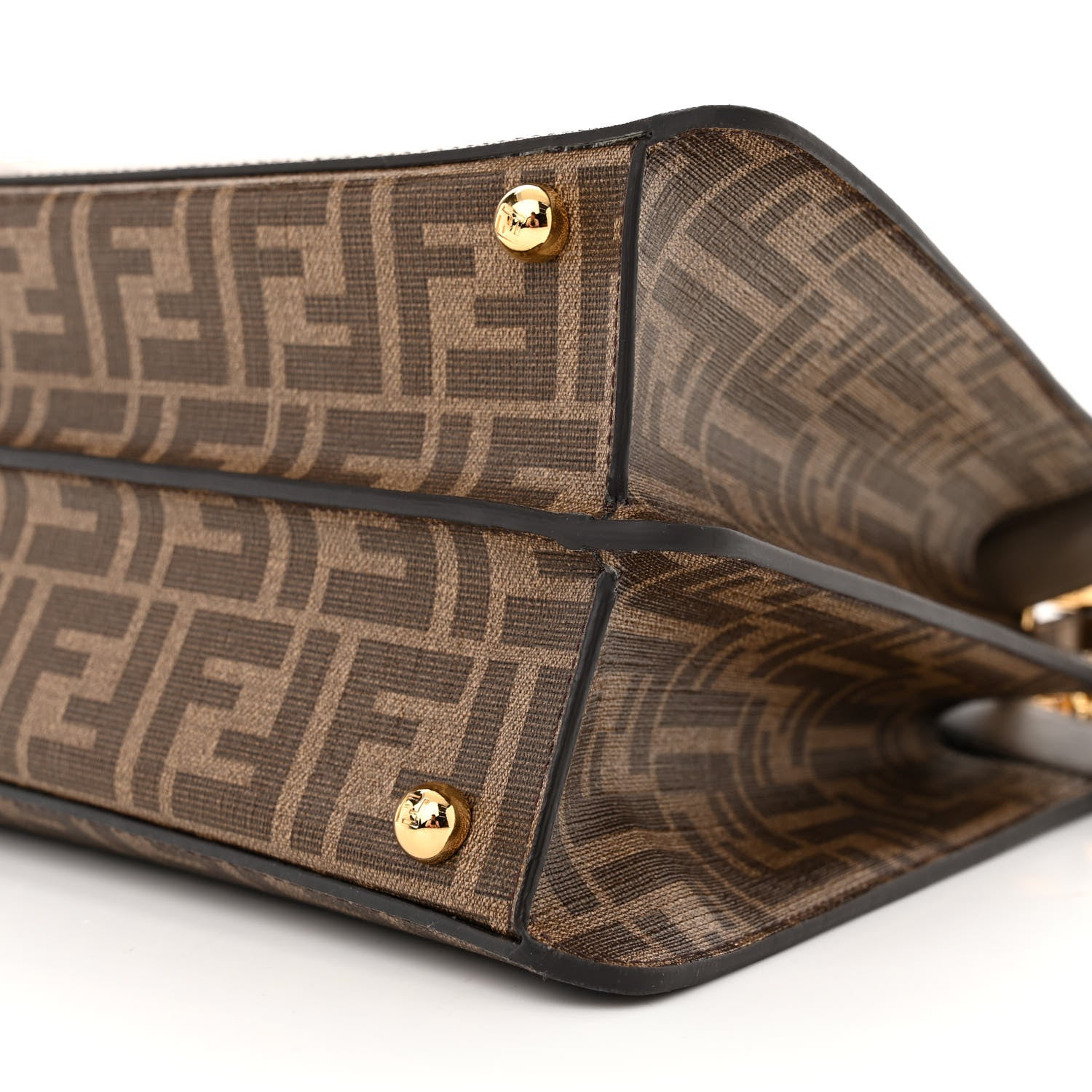 Fendi Glazed Fabric Vitello FF 1974 Hairdo Girls Inlay Medium Peekaboo Iconic Satchel Mogano Panna Multicolor 10 of 10