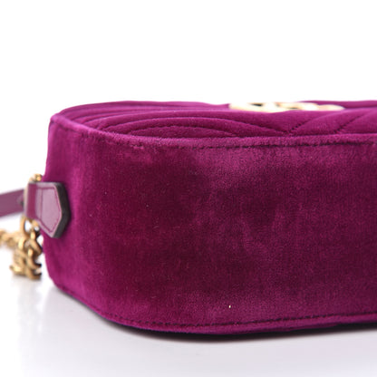 Gucci Velvet Matelasse Small GG Marmont Chain Shoulder Bag Fuchsia Violet Cyclamen 8 of 11