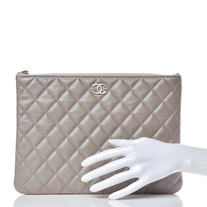 Chanel Iridescent Caviar Quilted Medium Cosmetic Case Beige 2 of 9