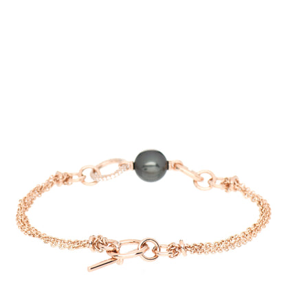 Hermes 18K Rose Gold Diamond Black Tahitian Pearl Albertine Bracelet SH 3 of 5