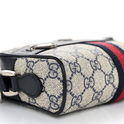 Gucci GG Supreme Monogram Textured Dollar Calfskin Web Mini Ophidia Shoulder Bag Beige Blue 9 of 10