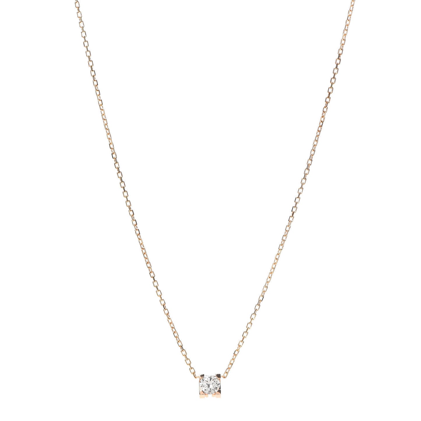 18K Pink Gold Diamond .21ct C De Pendant Necklace