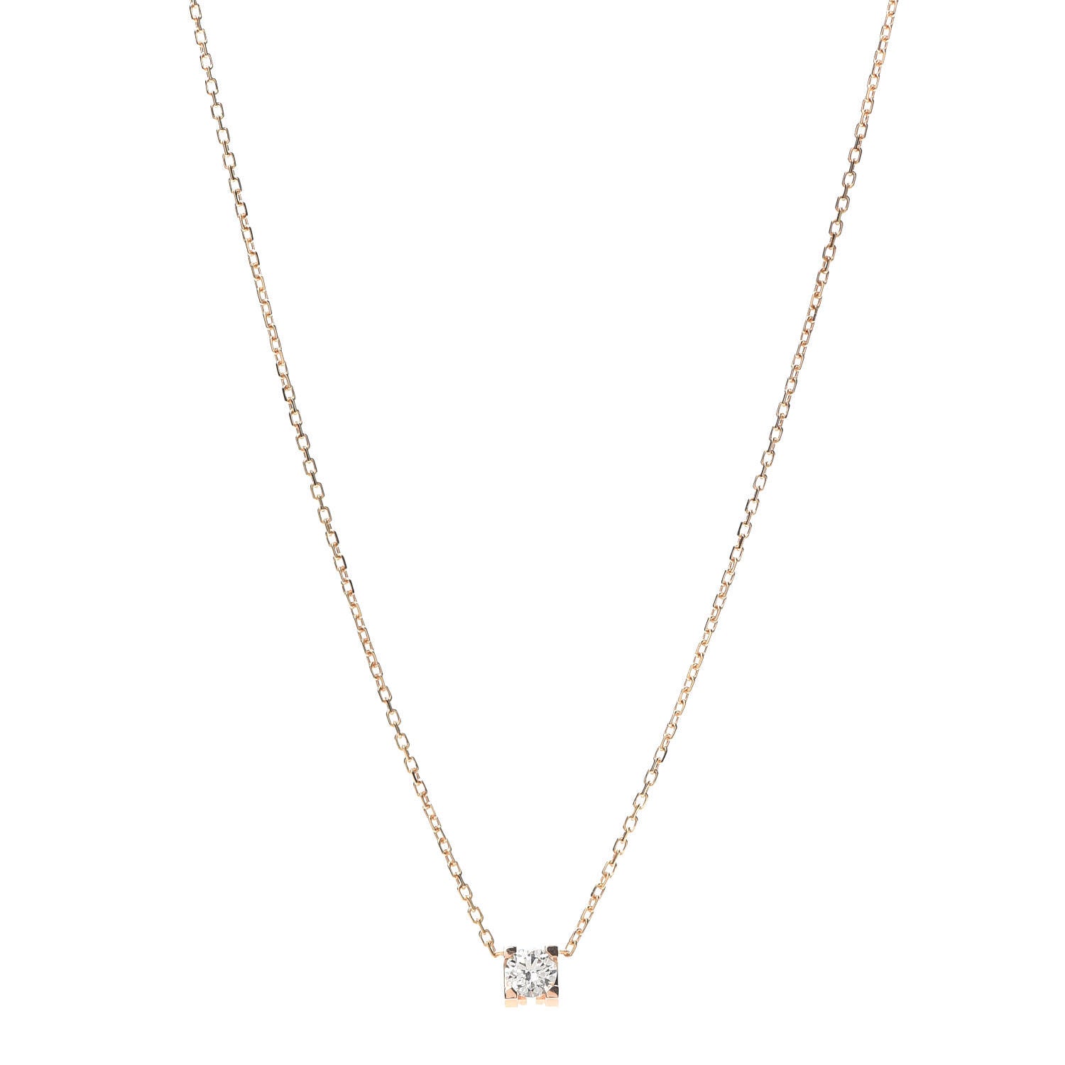 Cartier 18K Pink Gold Diamond .21ct C De Pendant Necklace 1 of 6