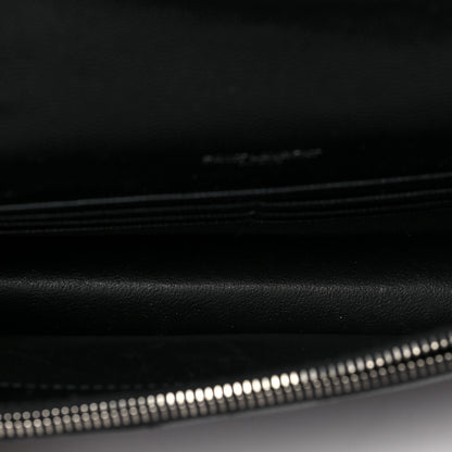 Saint Laurent Grain De Poudre Matelasse Chevron Monogram Envelope Chain Wallet Black 4 of 7