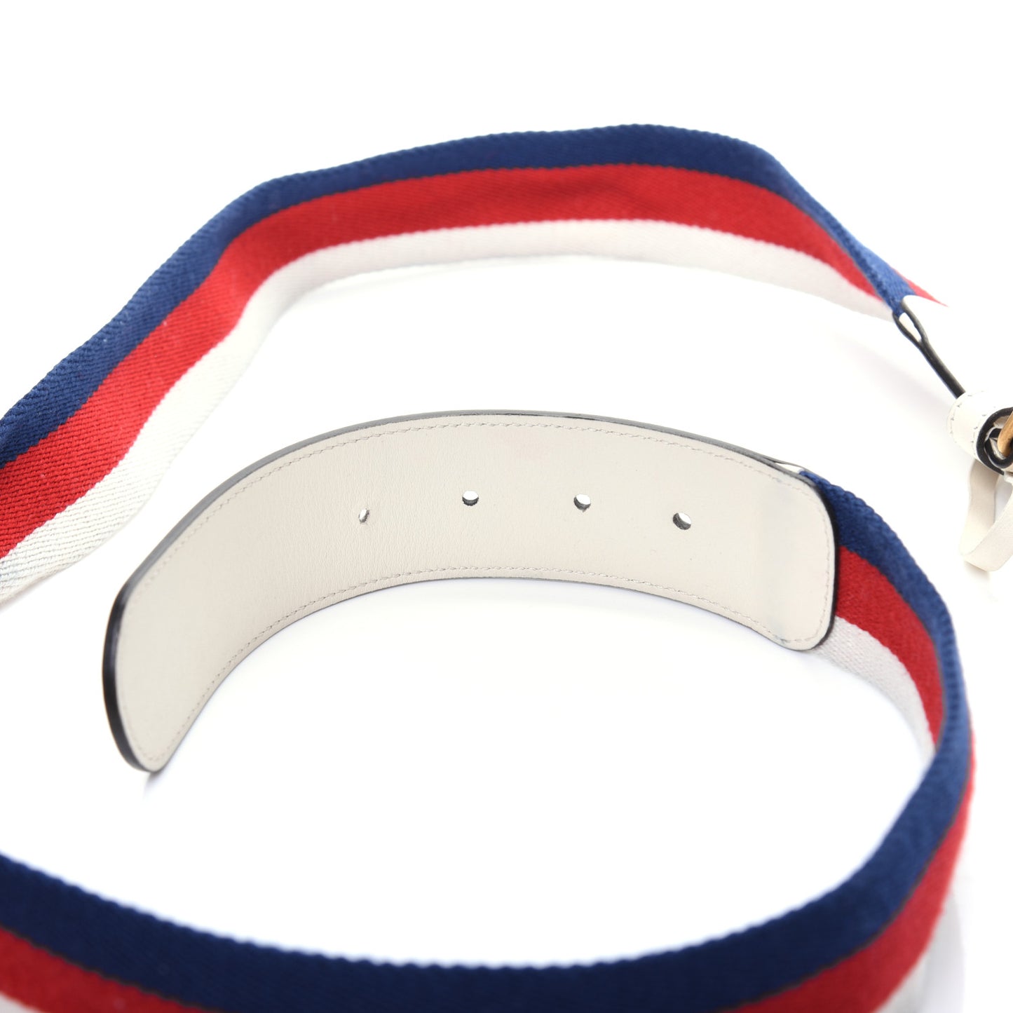 Nylon Calfskin Sylvie Web Double G 40mm Belt 110 44 Mystic White Hibiscus Red Maritime