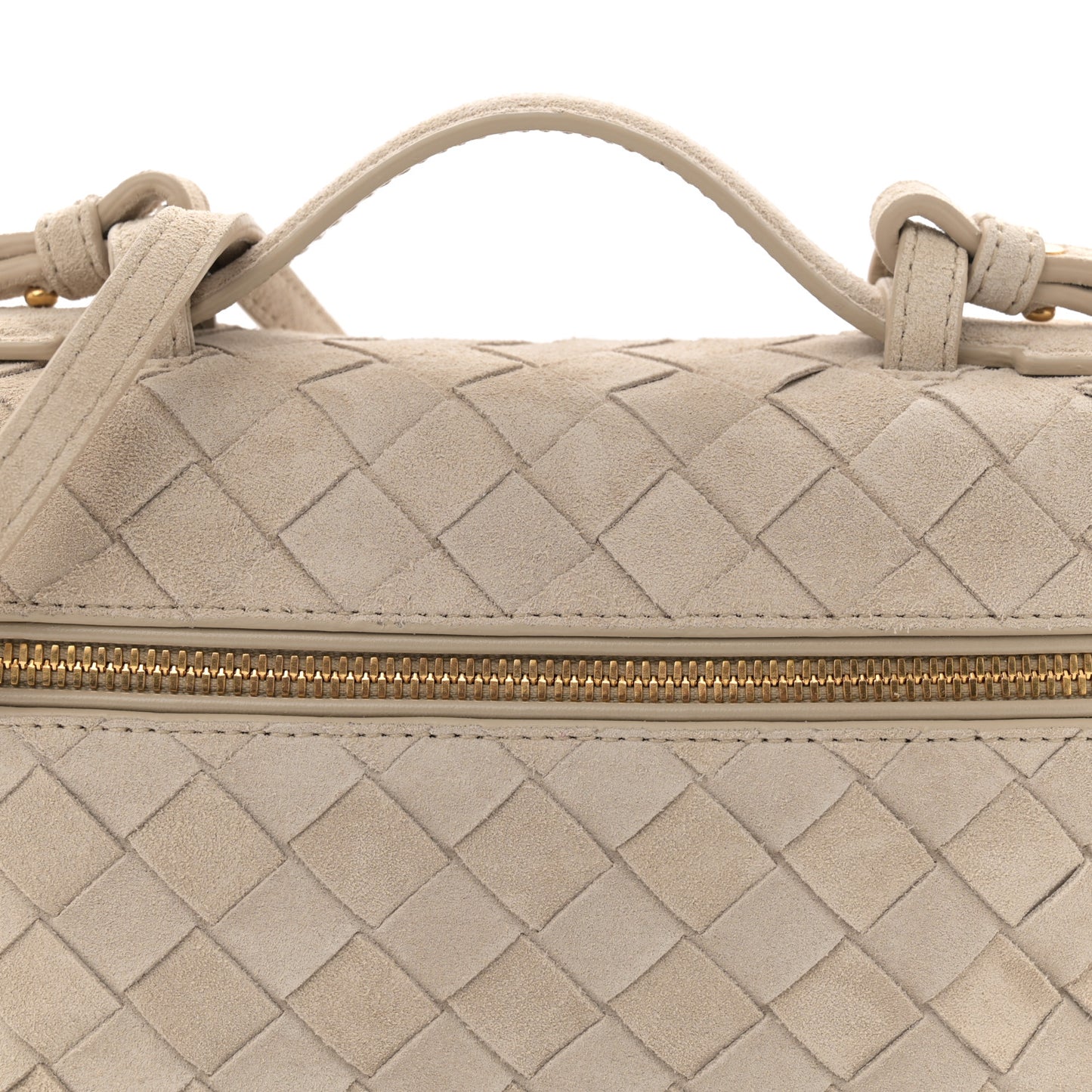 Suede Intrecciato Bang Bang Vanity Case Ecru