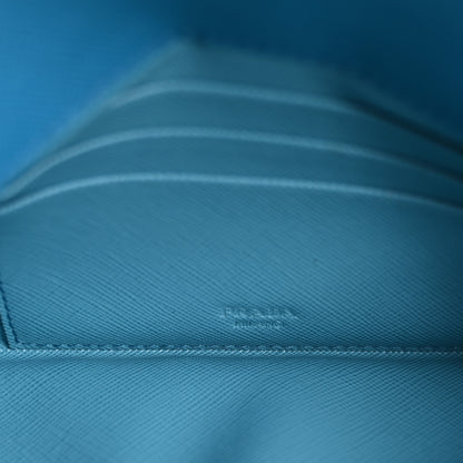 Prada Saffiano Wave Flat Flap Wallet Celeste Voyage 5 of 12