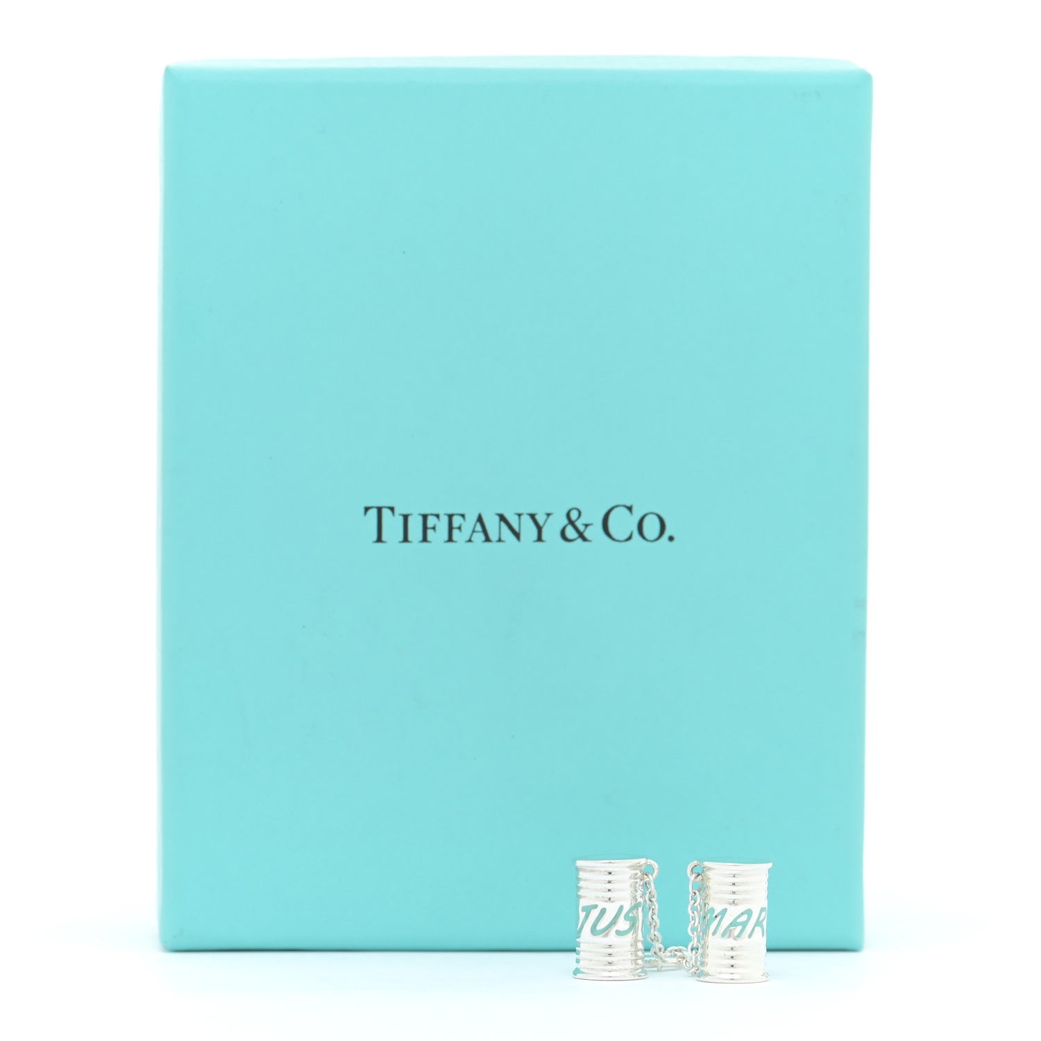 Tiffany Sterling Silver Enamel Just Married Can Charm Blue 4 of 4
