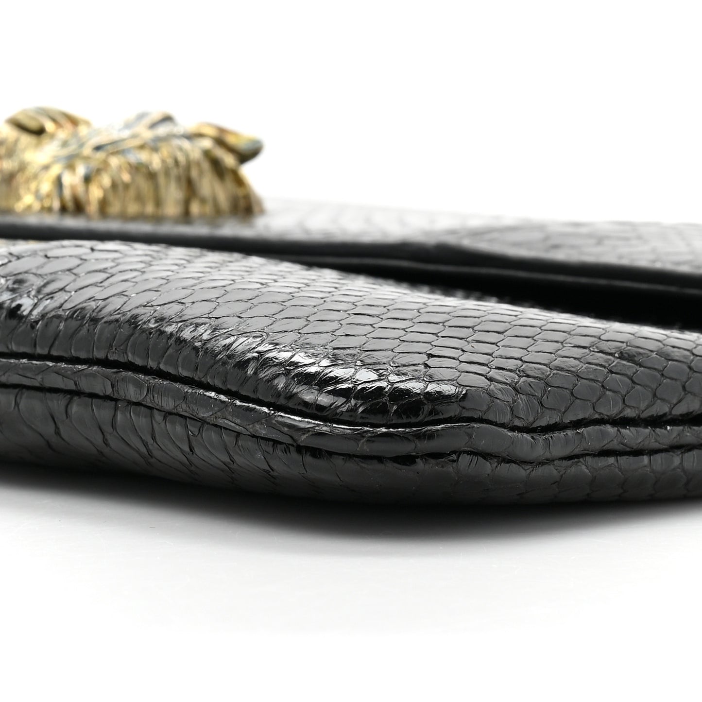 Snakeskin Rajah Broadway Envelope Clutch Black