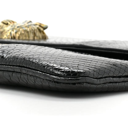 Gucci Snakeskin Rajah Broadway Envelope Clutch Black 9 of 11