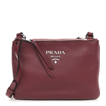 Prada Vitello Phenix Double Zip Crossbody Bag Rubino 1 of 10