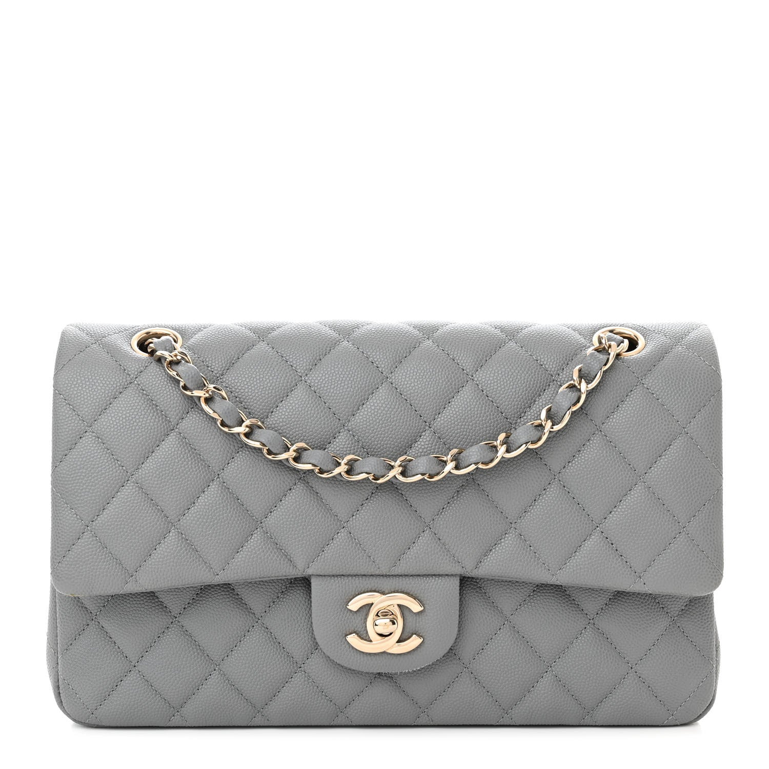 Chanel Caviar Quilted Medium Double Flap Grey 1 of 12