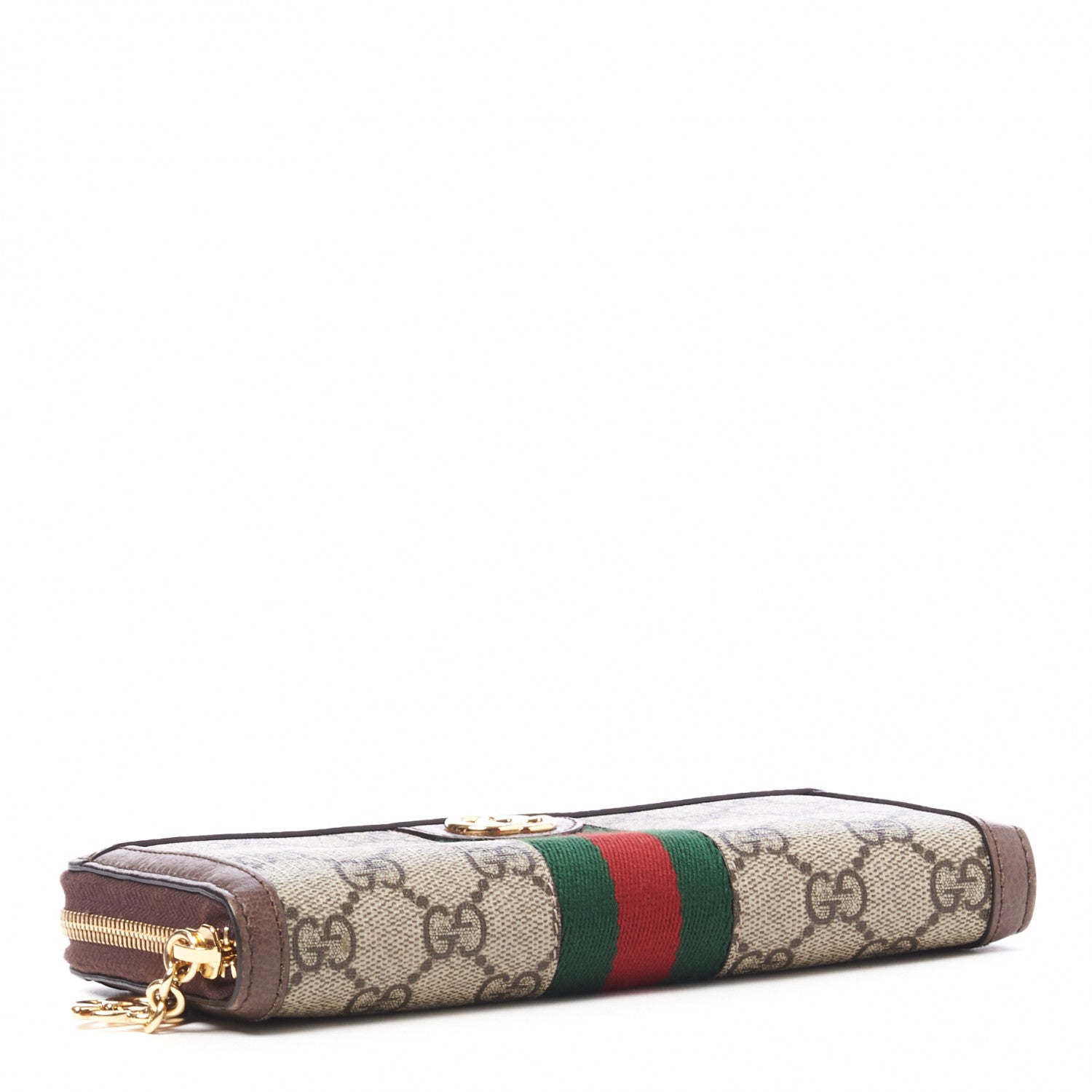 Gucci GG Supreme Monogram Web Ophidia Zip Around Wallet Brown 3 of 10