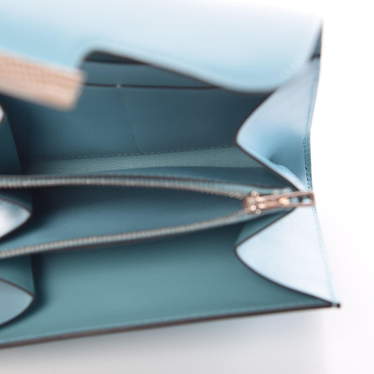 Hermes Tadelakt Lizard Constance Short Wallet Bleu Atoll Ficelle 5 of 8