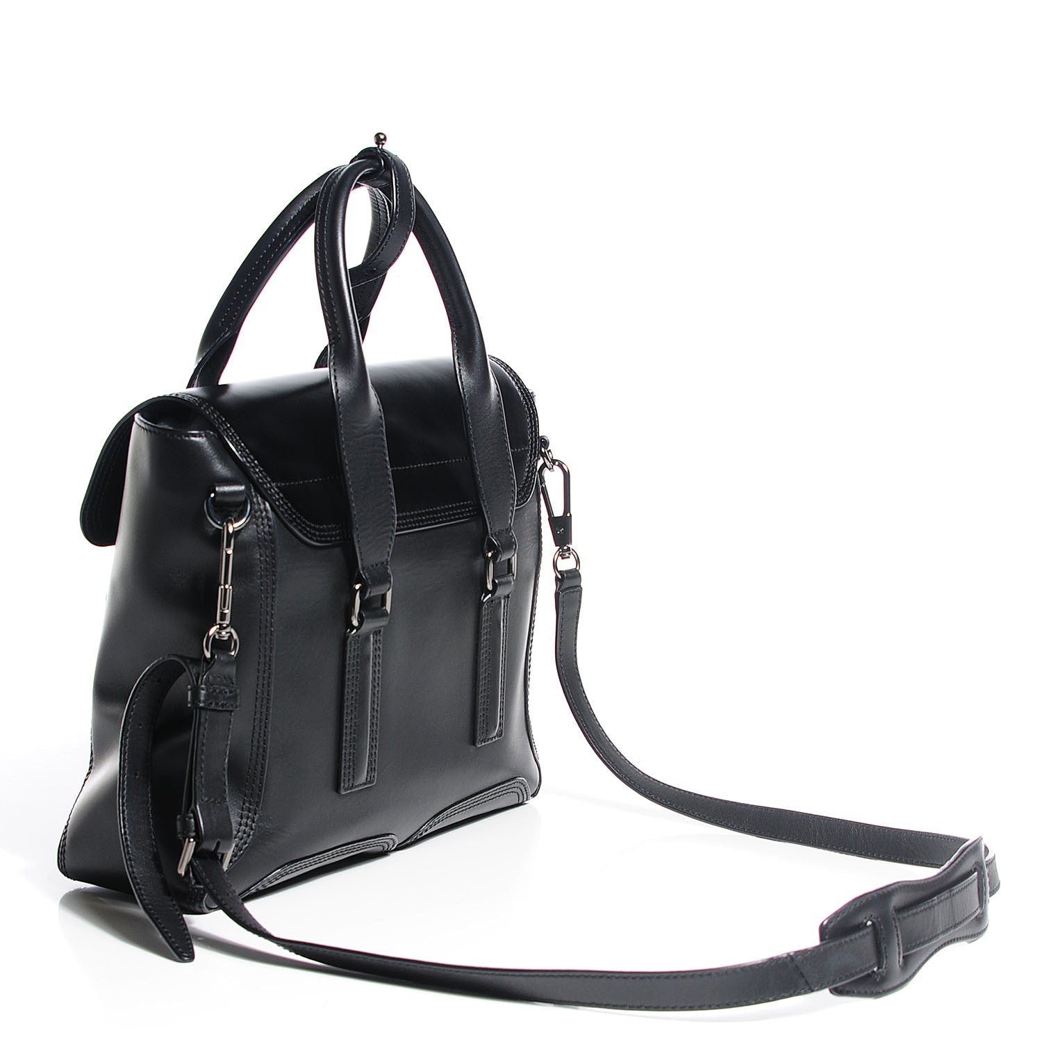 3.1 Phillip Lim 3.1 Textured Calfskin Medium Pashli Satchel Black 3 of 11