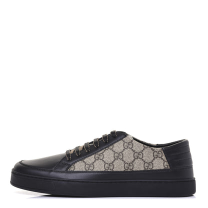Gucci GG Supreme Monogram Mens Low Top Sneakers 8 Black Beige Ebony 1 of 10