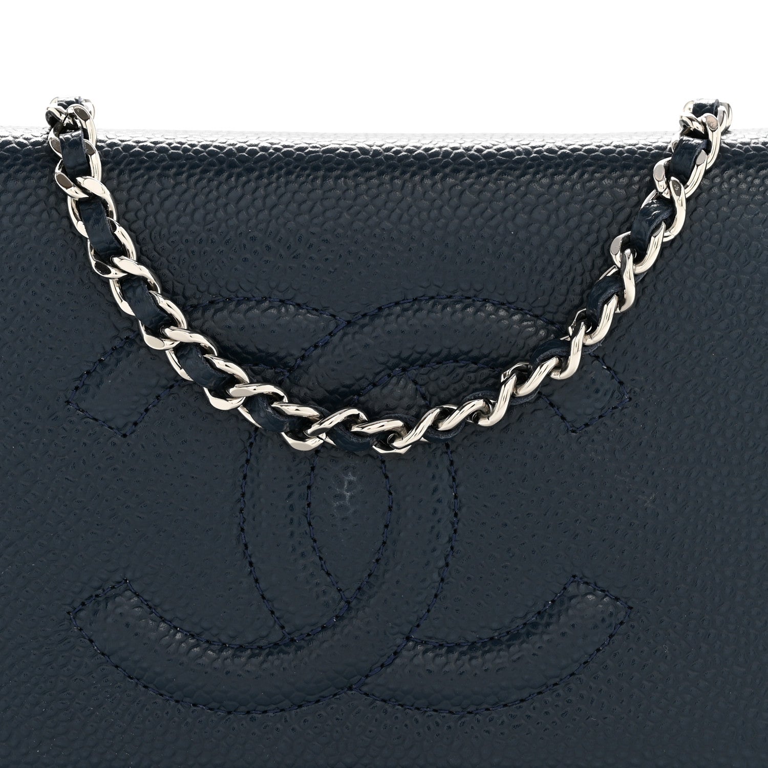 Chanel Caviar Timeless CC Wallet on Chain WOC Navy Blue 9 of 13