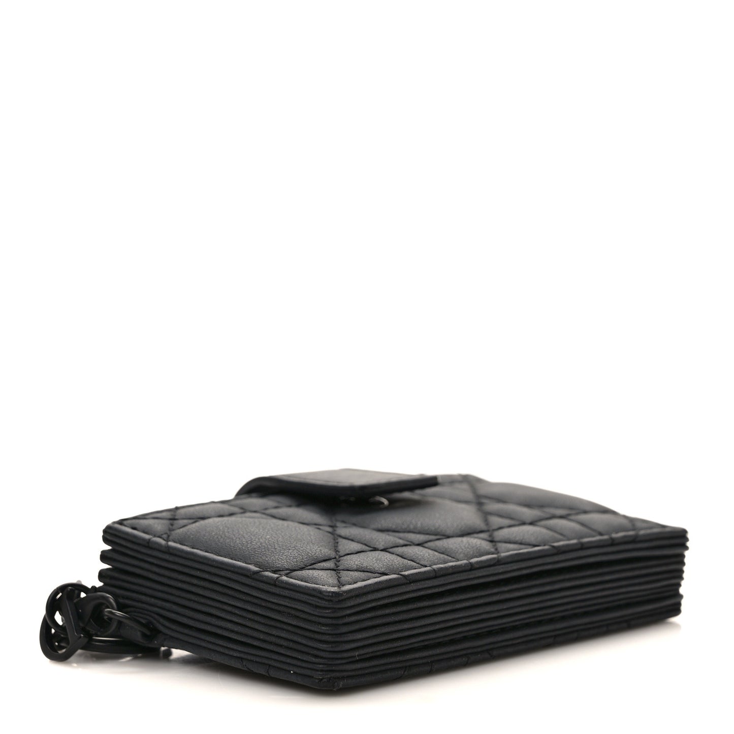 Ultra Matte Calfskin Cannage Lady Dior 5-Gusset Card Holder Black