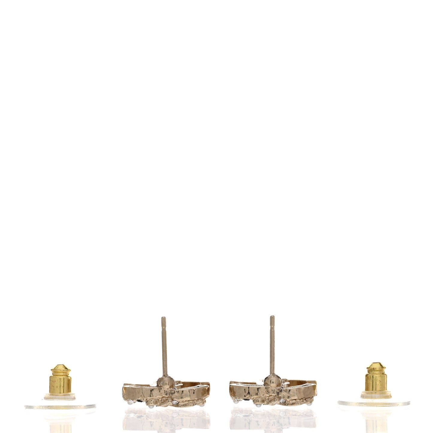 Pearl Crystal CC Earrings Gold Black