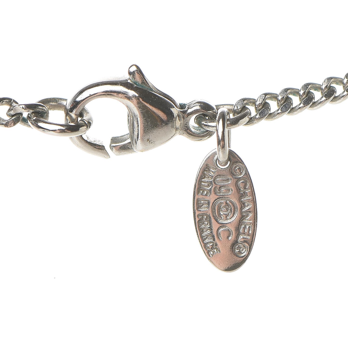 Crystal Mini Heart CC Necklace Silver
