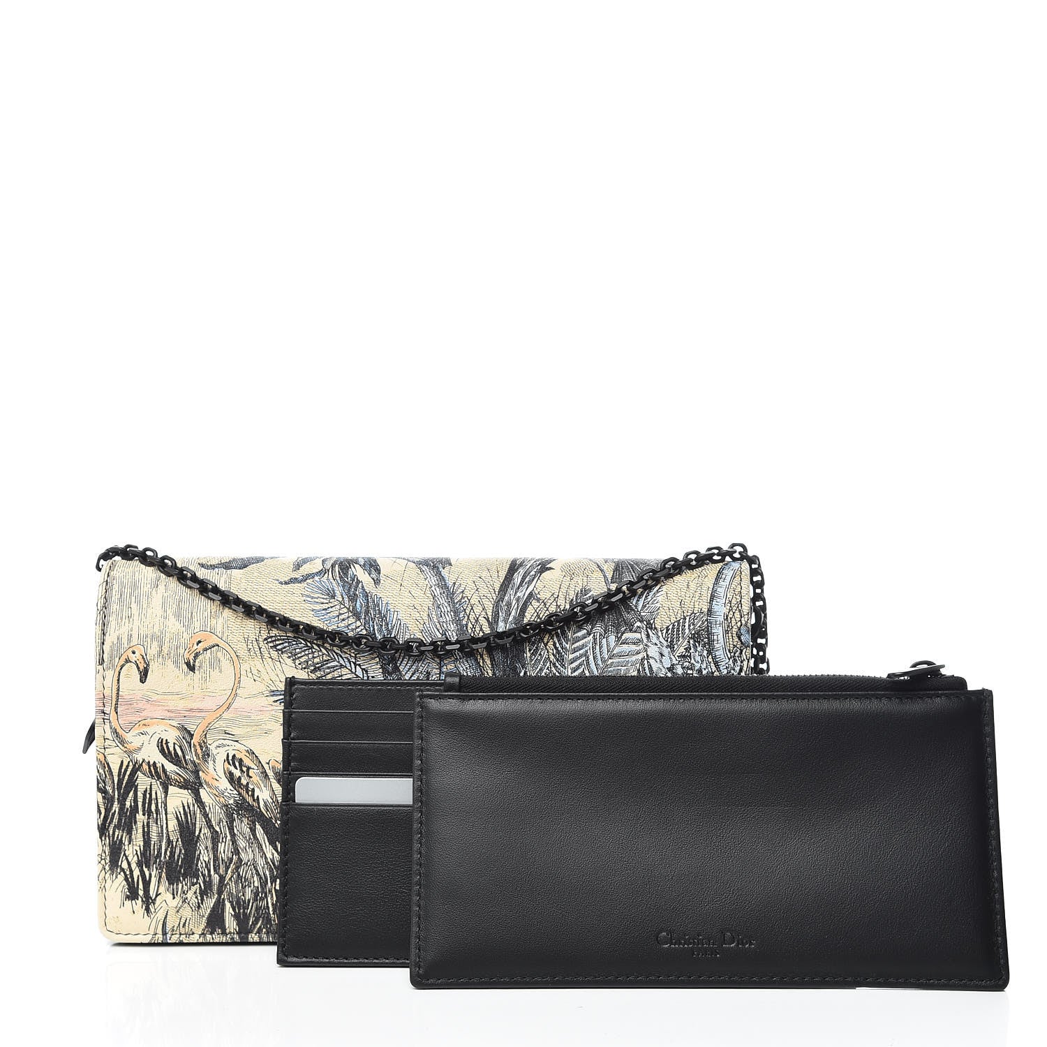 Christian Dior Calfskin Lady Dior Toile De Jouy Clutch Denim Blue 3 of 15
