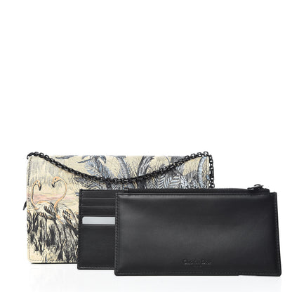 Christian Dior Calfskin Lady Dior Toile De Jouy Clutch Denim Blue 3 of 15