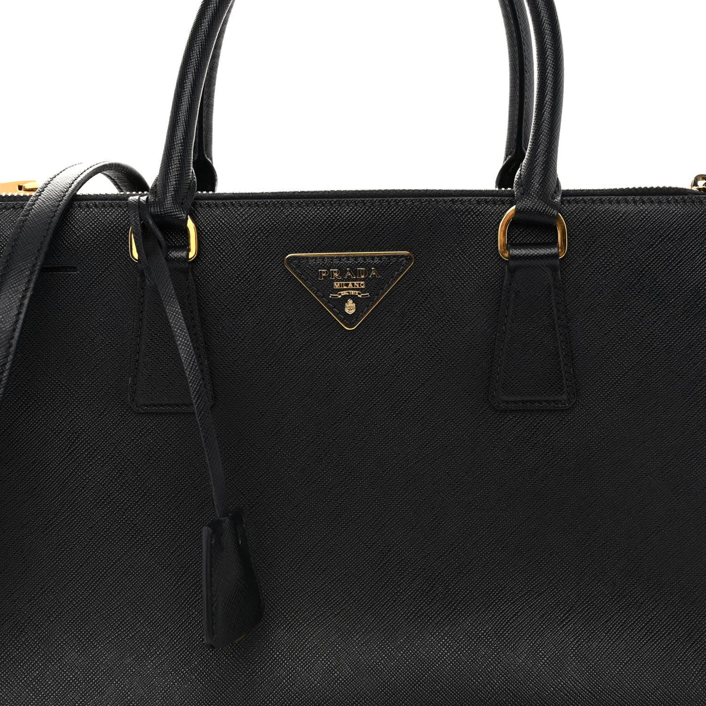 Saffiano Medium Galleria Double Zip Tote Black