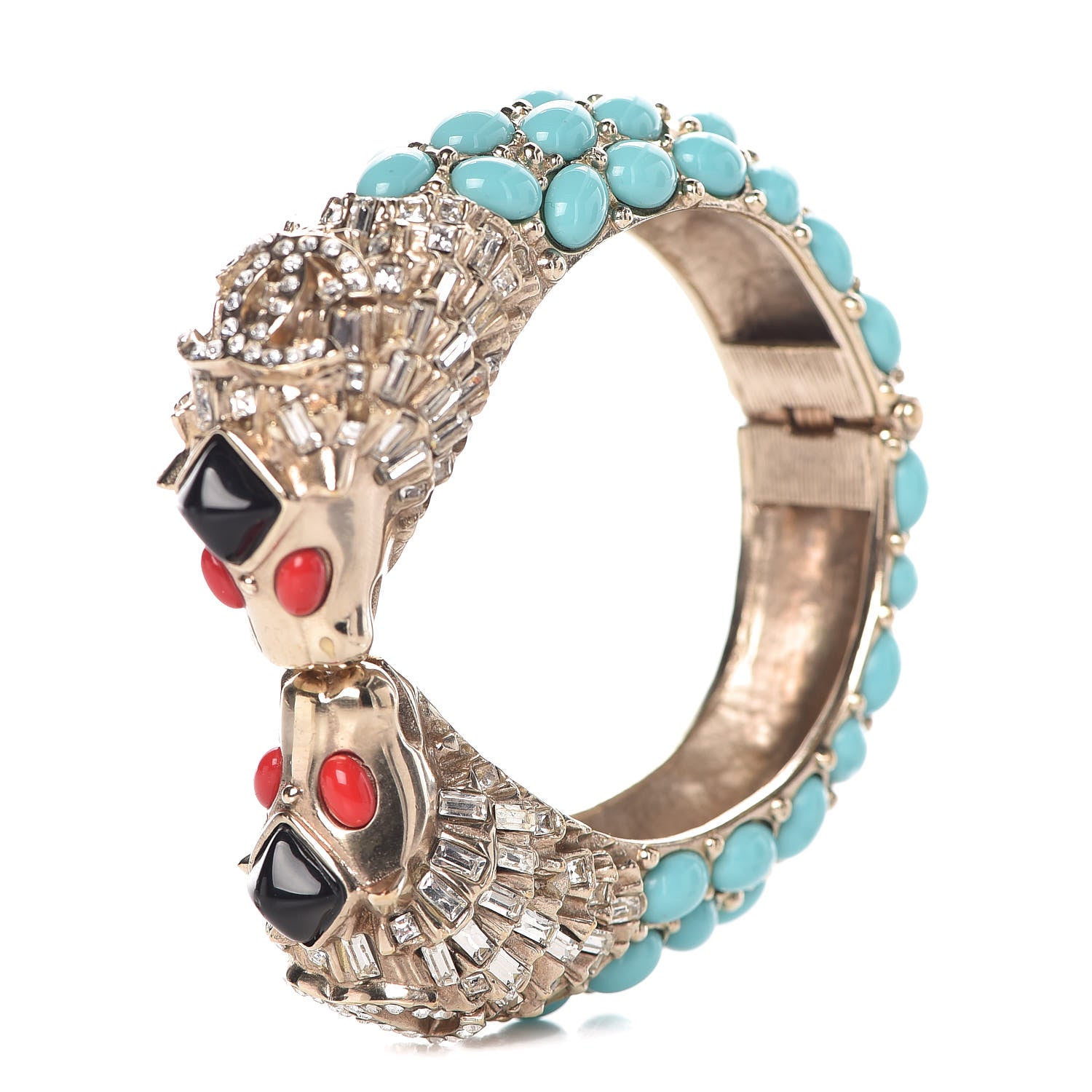 Chanel Crystal Lion Head Bracelet Gold 1 of 9