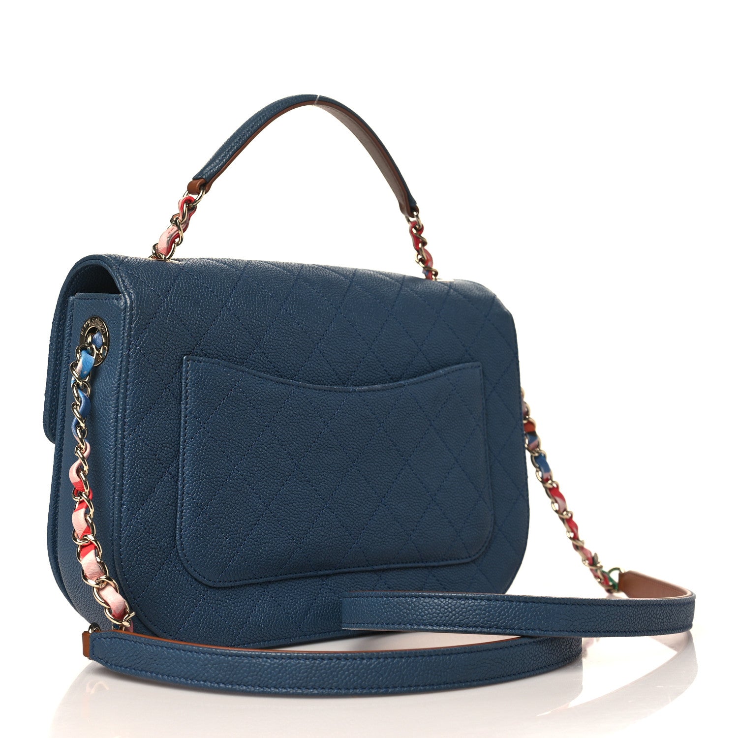 Chanel Grained Calfskin Quilted Medium Cuba Top Handle Flap Blue 3 of 8