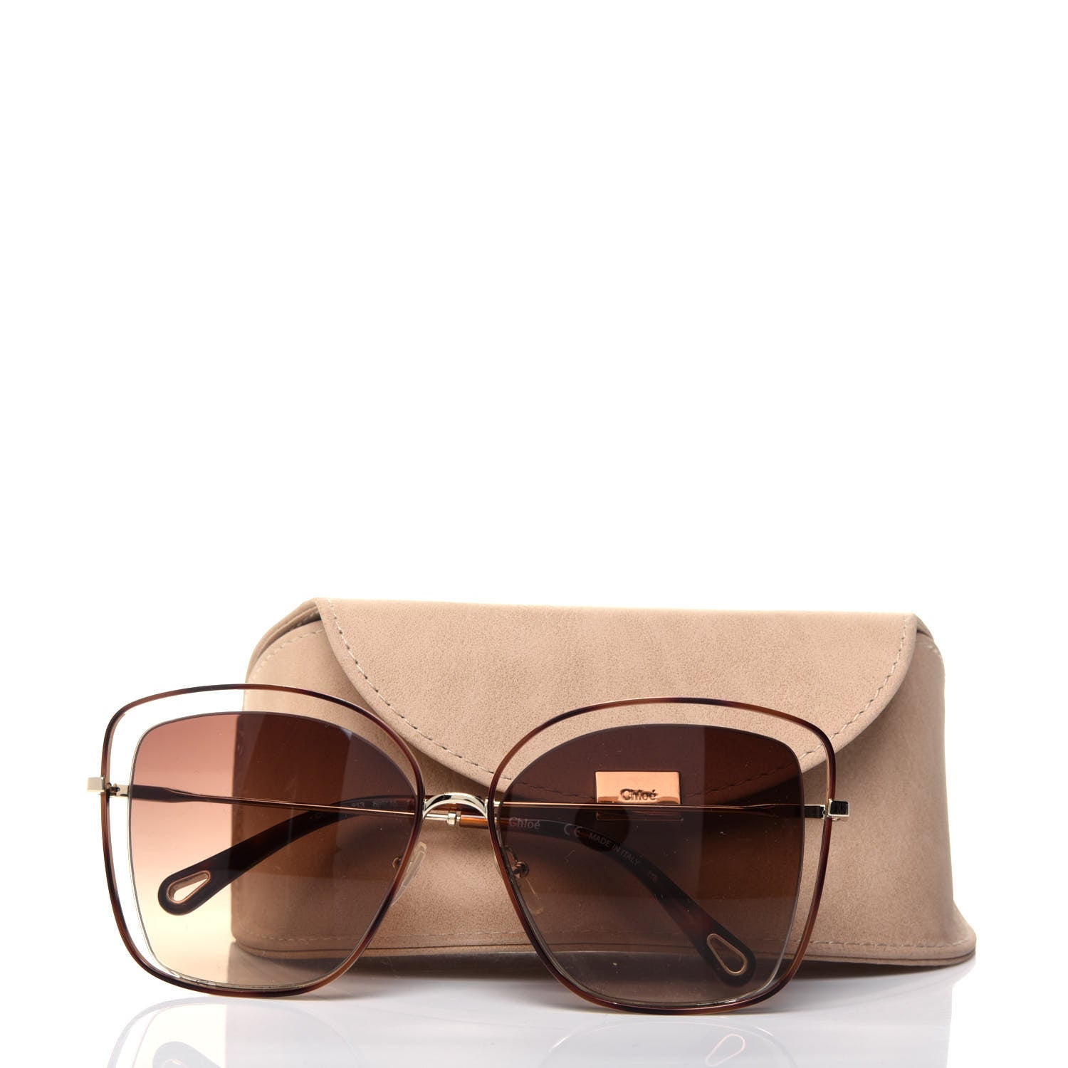 Chloe Poppy Cutout Square Sunglasses CE133S Havana Brown 7 of 7