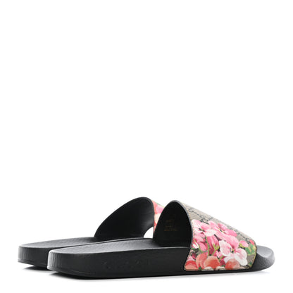 Gucci GG Supreme Monogram Blooms Slide Sandals 37 Beige Multicolor 3 of 4