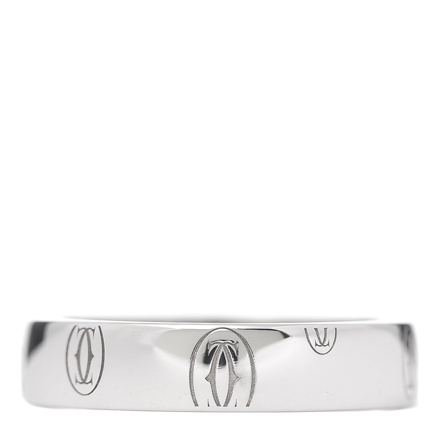 Cartier 18K White Gold 4mm Happy Birthday Band Ring 49 5 3 of 4