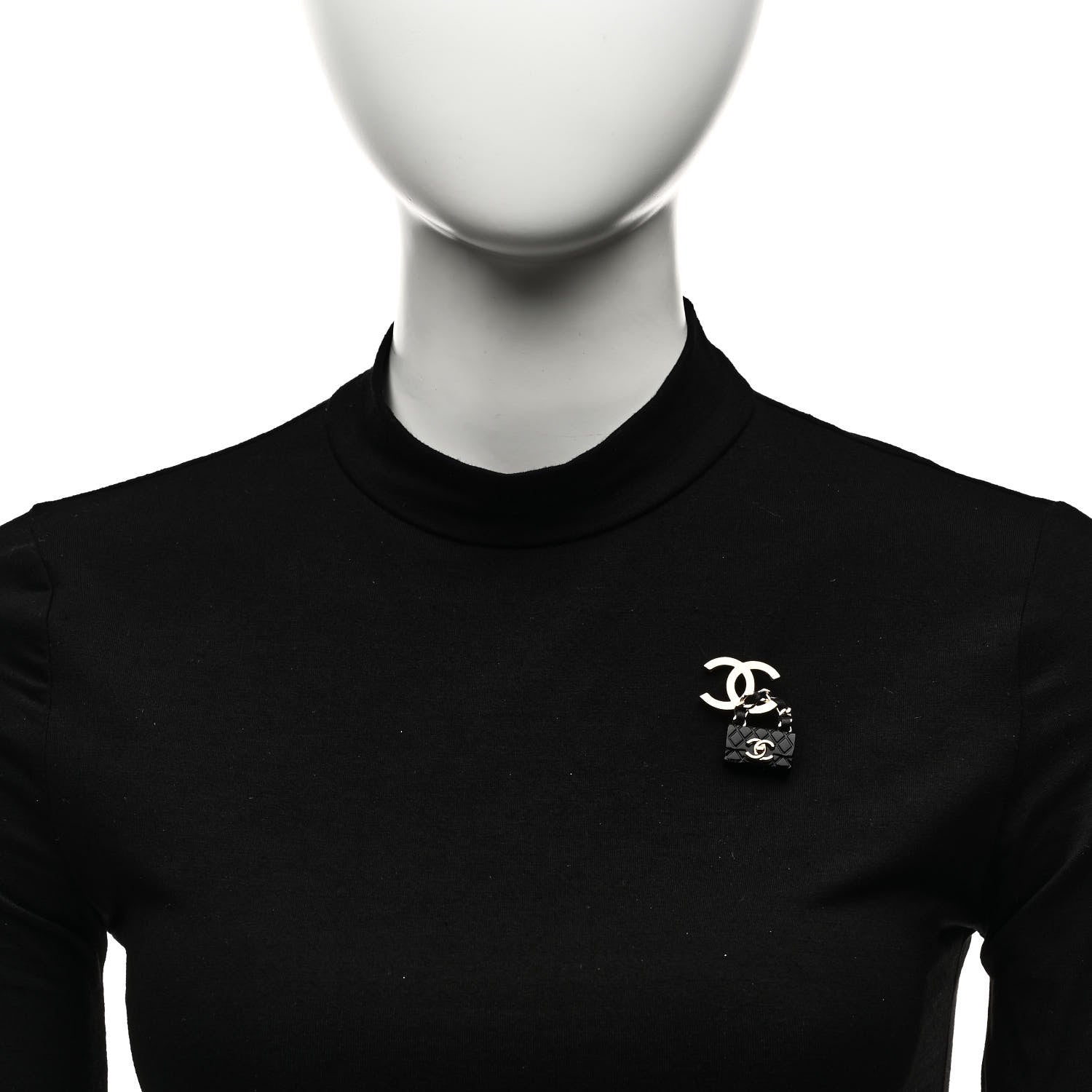Chanel Metal Enamel CC Quilted Flap Brooch Gold Black 2 of 5