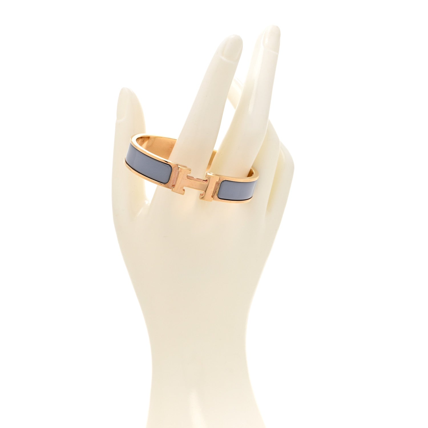 Hermes Enamel Narrow Clic Clac H Bracelet PM Gris Orage 2 of 7