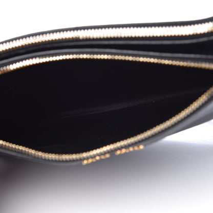 Miu Miu Goatskin Madras Double Zip Crossbody Bag Black 8 of 8