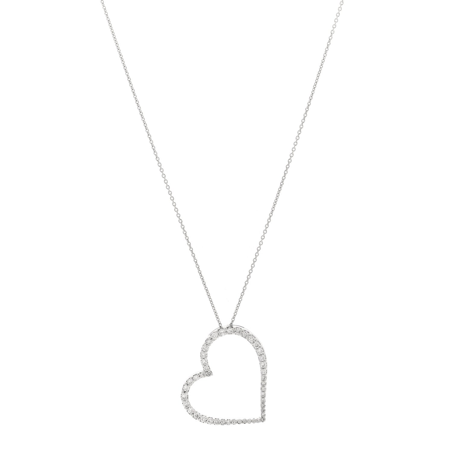 Roberto Coin 18K White Gold Diamond .22ct Tiny Treasures Heart Pendant Necklace 1 of 4